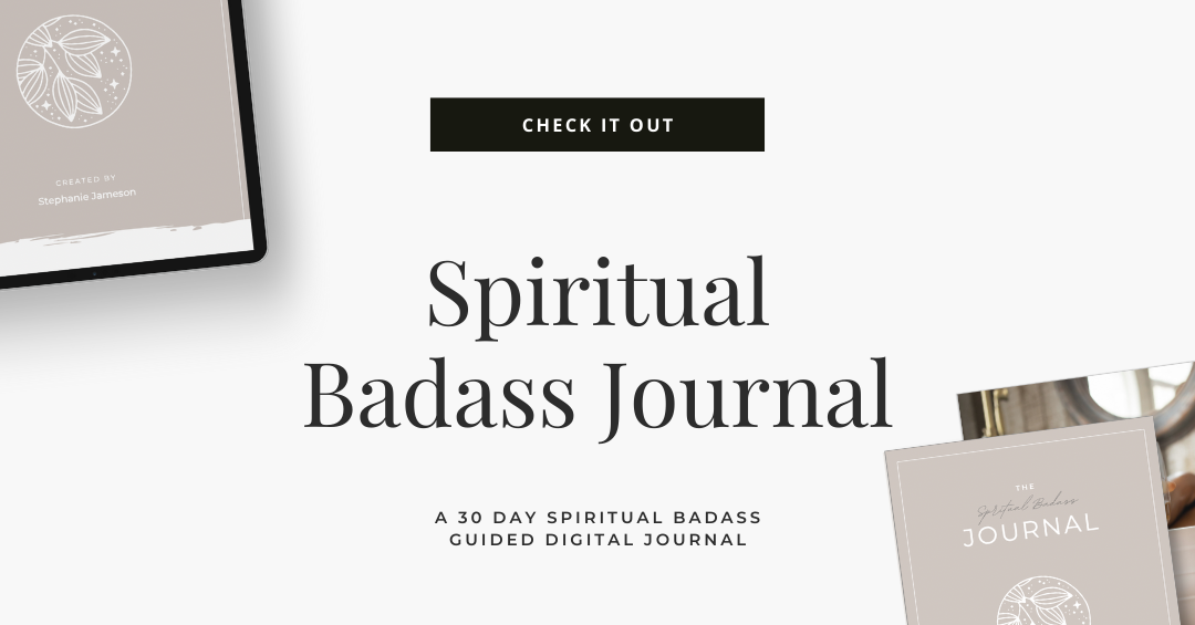 Spiritual Awakening Badass Affirmations Digital Journal displayed with a button inside to click to buy digital spiritual awakening journal